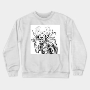 bad santa the krampus in ecopop sketch art horror design Crewneck Sweatshirt